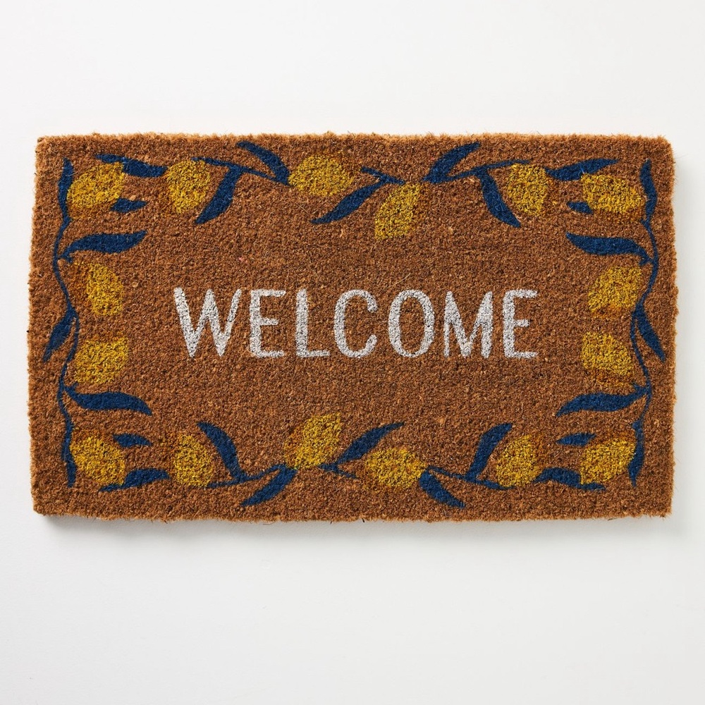 Anthropologie NWT Lemon Border Welcome doormat; sold out & top rated @anthro